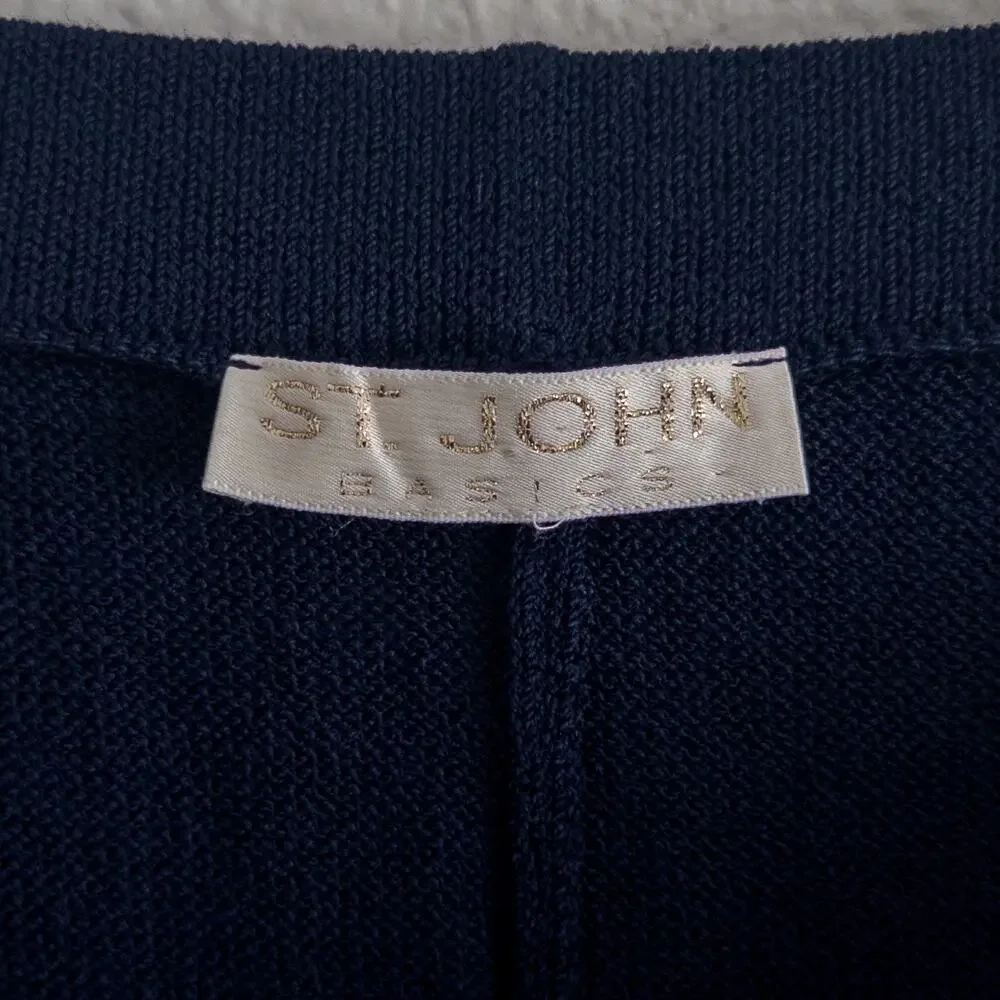 St. John Navy Santana Knit Midi Skirt